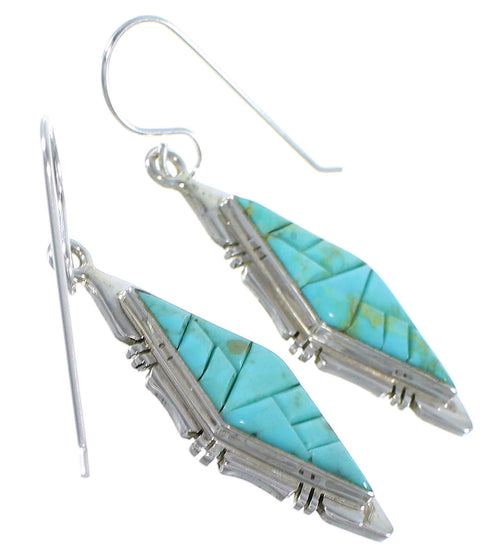 Sterling Silver And Turquoise Hook Dangle Earrings CX46594