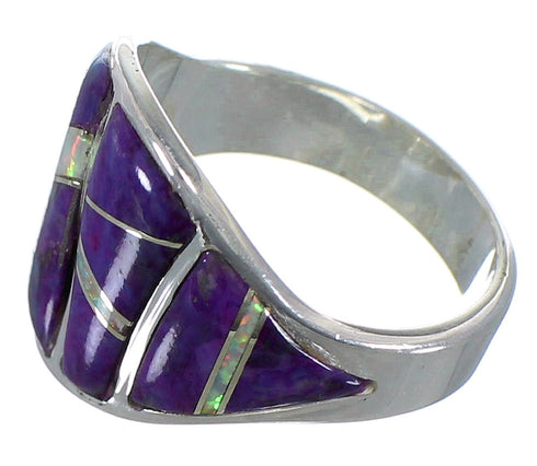 Magenta Turquoise And Opal Silver Southwest Ring Size 6-1/2 EX44765