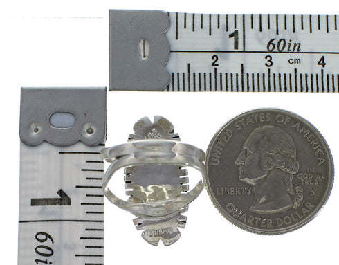 Turquoise And Opal Sterling Silver Ring Size 6-3/4 AX52630