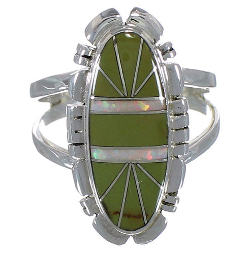 Opal And Turquoise Inlay Silver Ring Size 5 AX52644
