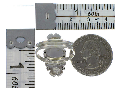 Opal And Turquoise Inlay Sterling Silver Ring Size 6-3/4 AX52643