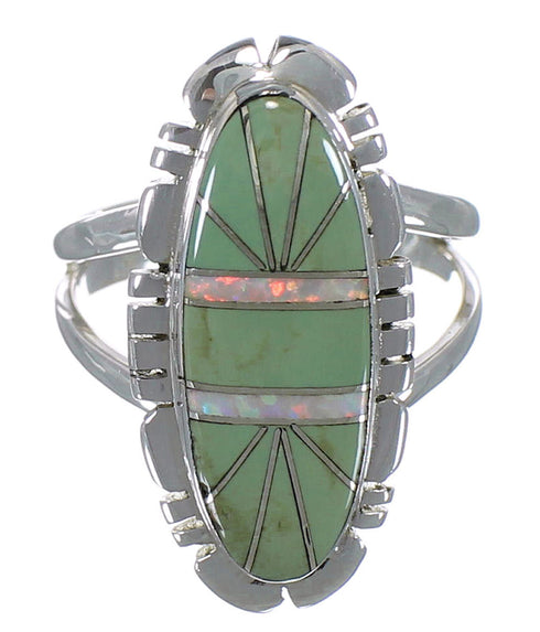 Turquoise Opal Inlay Sterling Silver Ring Size 6-1/2 AX52723
