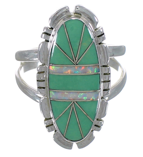 Turquoise Opal Authentic Sterling Silver Ring Size 6 AX52725