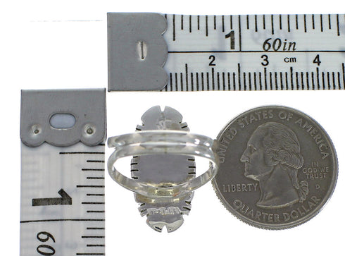 Southwestern Turquoise Opal Inlay Jewelry Silver Ring Size 5-1/2 AX52739