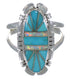 Genuine Sterling Silver Opal Turquoise Southwestern Ring Size 7-1/2 AX52756