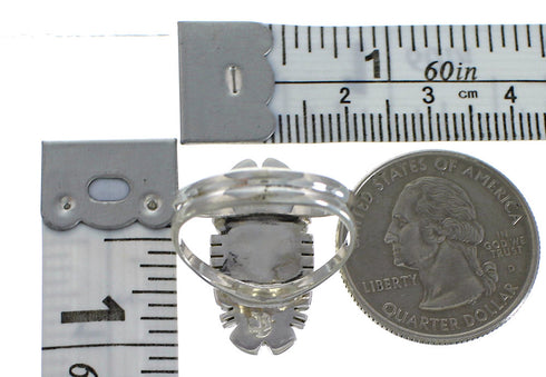 Silver Opal Turquoise Inlay Southwestern Ring Size 7-3/4 AX52758