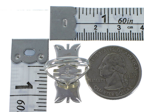 Turquoise And Opal Inlay Sterling Silver Ring Size 6-1/4 AX53636