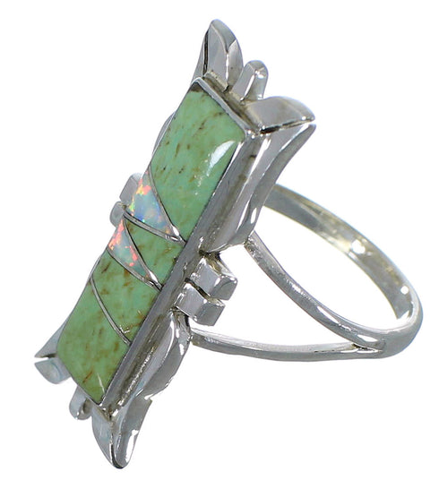 Opal And Turquoise Authentic Sterling Silver Ring Size 6-1/2 AX53669