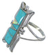 Opal And Turquoise Inlay Silver Jewelry Ring Size 6-1/2 AX53830