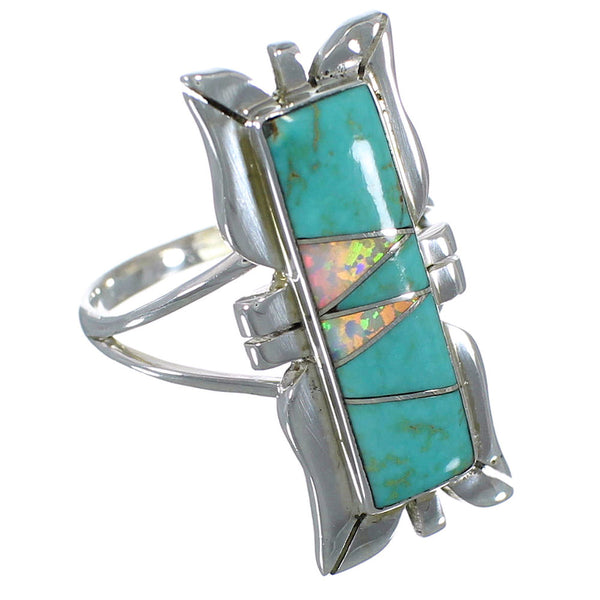 Opal And Turquoise Sterling Silver Ring Size 4-3/4 AX53834