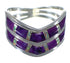 Magenta Turquoise And Opal Inlay Silver Ring Size 5-1/4 AX54012