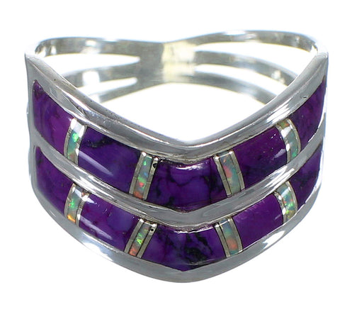 Silver Southwest Magenta Turquoise And Opal Ring Size 4-3/4 AX54019