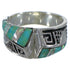 Turquoise And Opal Inlay Silver Water Wave Ring Size 6-1/2 EX56586