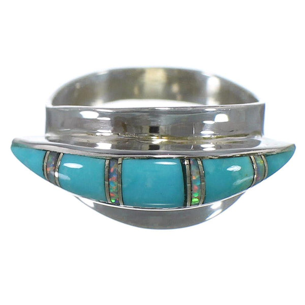 Southwest Turquoise Opal Silver Ring Size 7-1/4 YX89622