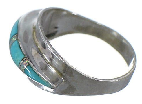 Southwest Turquoise Opal Silver Ring Size 7-1/4 YX89622