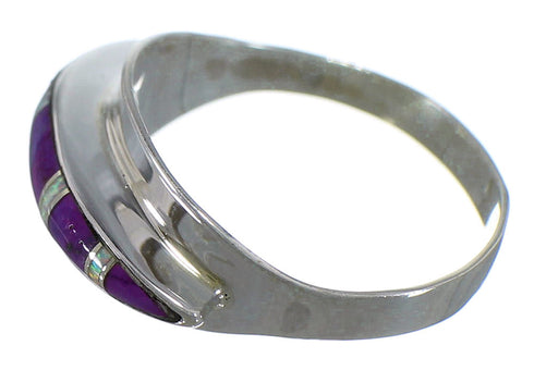 Magenta Turquoise Opal Inlay Silver Ring Size 6-1/2 EX44584