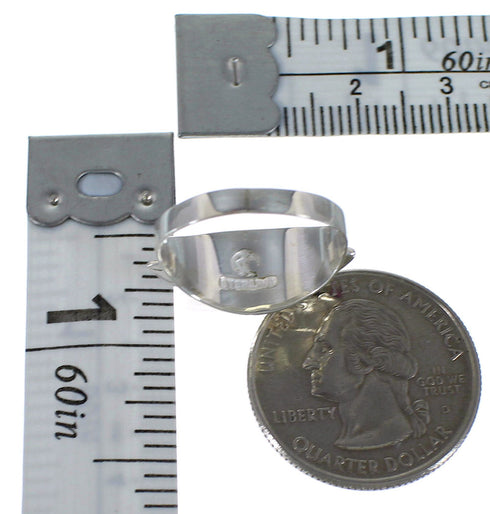 Southwest Magenta Turquoise Opal Inlay Silver Ring Size 8-1/4 EX44593