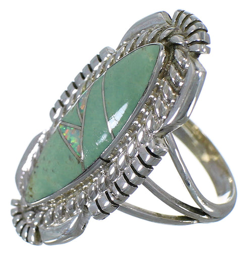 Southwest Silver Jewelry Turquoise And Opal Ring Size 5-1/4 TX45586