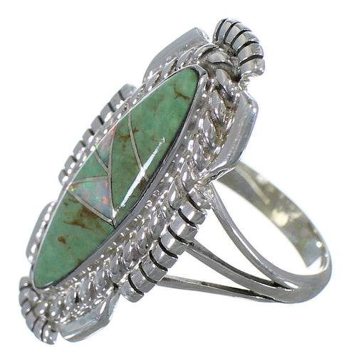 Southwestern Silver Turquoise And Opal Ring Size 7-3/4 TX45593