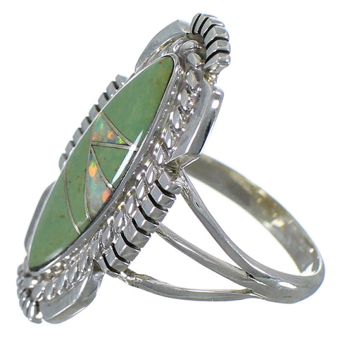 Southwestern Turquoise And Opal Silver Ring Size 5-3/4 TX45599