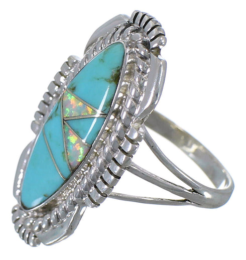 Opal Turquoise Silver Southwestern Ring Size 8-1/4 TX45723