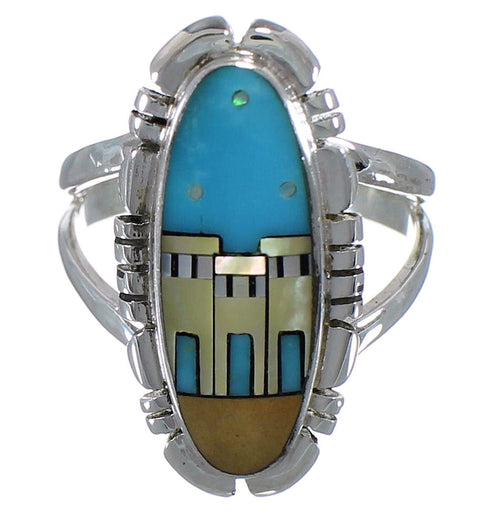 Multicolor Native American Village Design Ring Size 7-1/4 TX45816