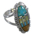 Multicolor Native American Design Silver Ring Size 6-3/4 TX45820