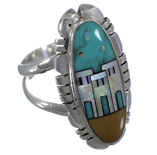 Multicolor Native American Pueblo Design Ring Size 6-1/4 TX45828