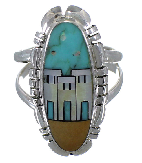Multicolor Native American Pueblo Design Ring Size 6-1/4 TX45828