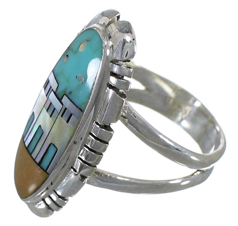 Multicolor Native American Pueblo Design Ring Size 6-1/4 TX45828