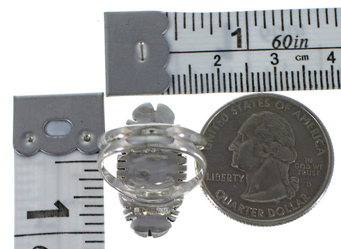 Multicolor Native American Pueblo Design Silver Ring Size 7 TX45825