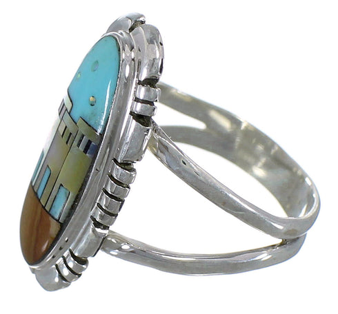 Southwest Pueblo Design Multicolor Ring Size 6-1/4 TX45846