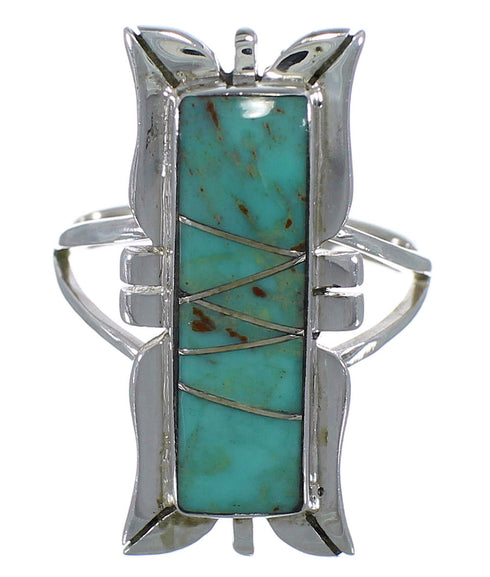 Turquoise Southwest Silver Ring Size 7-1/4 EX44224