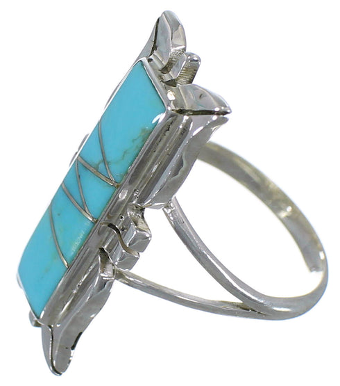 Turquoise And Silver Southwest Ring Size 4-3/4 EX44228