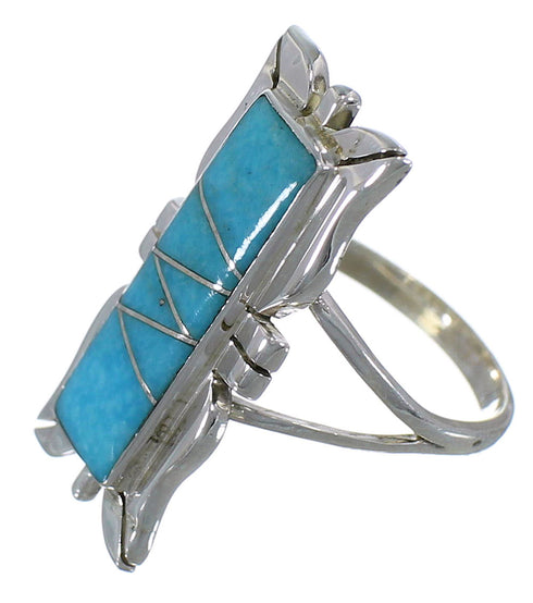 Sterling Silver Turquoise Inlay Ring Size 5-1/4 EX44235