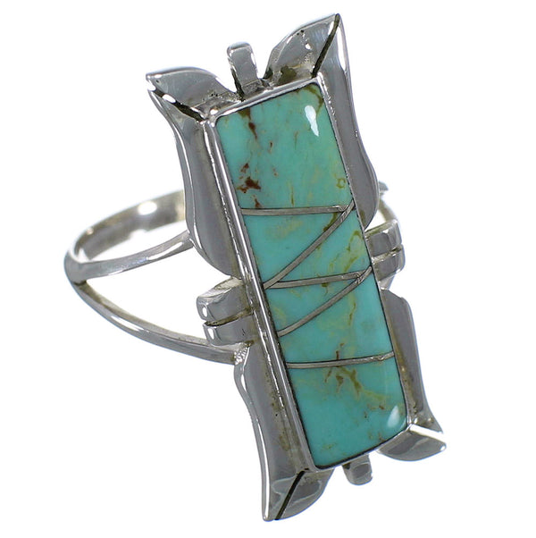 Southwestern Turquoise And Silver Ring Size 7 EX44247