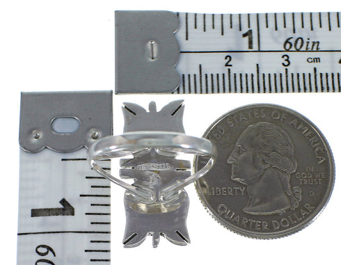 Southwest Turquoise Inlay Silver Ring Size 6-1/4 EX44249