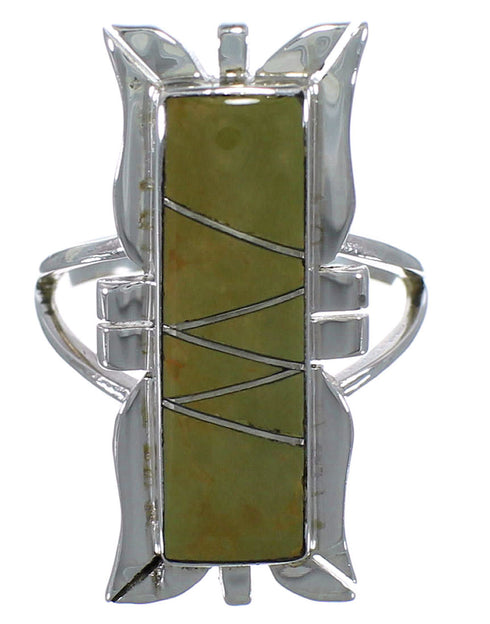 Sterling Silver Turquoise Inlay Ring Size 6-3/4 EX44259