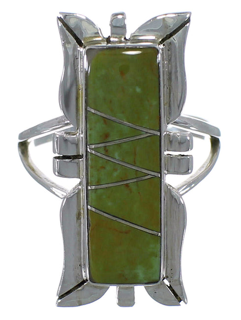 Sterling Silver Turquoise Inlay Ring Size 8-1/4 EX44264