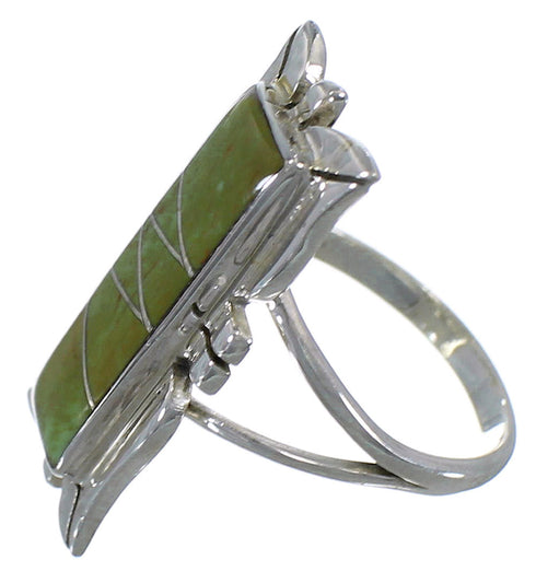 Sterling Silver Turquoise Inlay Ring Size 8-1/4 EX44264