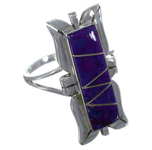 Magenta Turquoise Southwest Silver Ring Size 7-1/4 EX44286