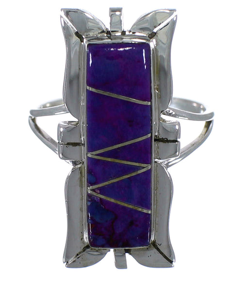 Southwest Magenta Turquoise And Silver Ring Size 5-3/4 EX44291