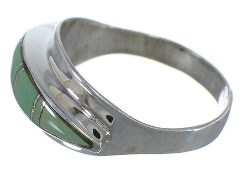 Southwest Turquoise And Genuine Sterling Silver Ring Size 7 YX89638