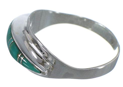 Turquoise Inlay Sterling Silver Ring Size 5-1/2 EX44876
