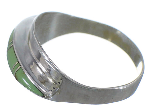 Southwest Silver Turquoise Inlay Ring Size 6-1/4 EX44878