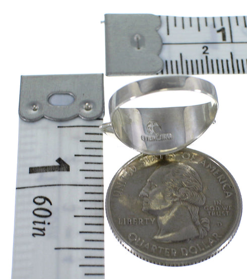 Southwest Silver Turquoise Inlay Ring Size 6-1/4 EX44878