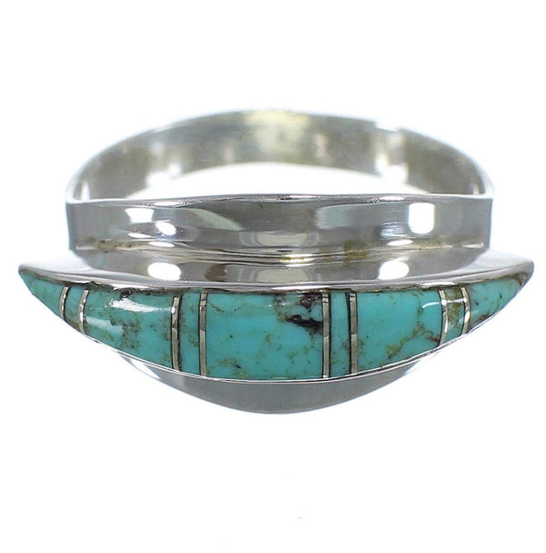 Genuine Sterling Silver And Turquoise Ring Size 8-1/2 EX44911