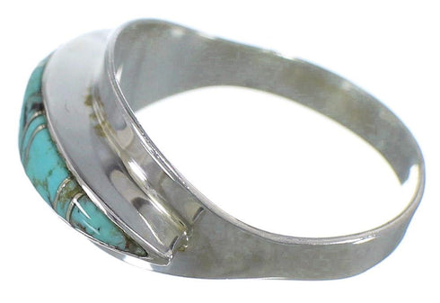 Genuine Sterling Silver And Turquoise Ring Size 8-1/2 EX44911