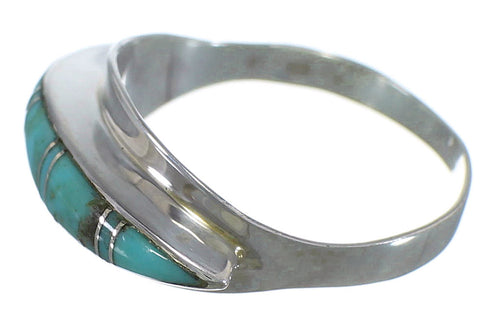Turquoise Inlay And Sterling Silver Ring Size 5-1/2 EX44990