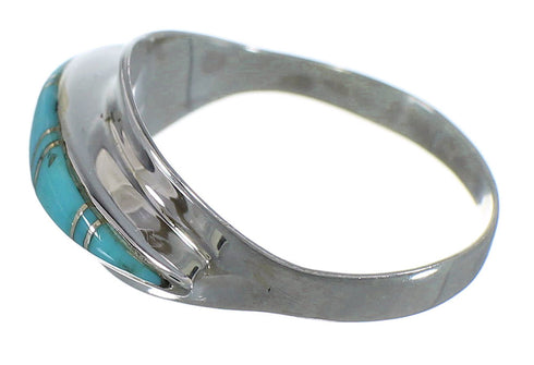 Southwestern Silver Turquoise Ring Size 5-3/4 QX86384